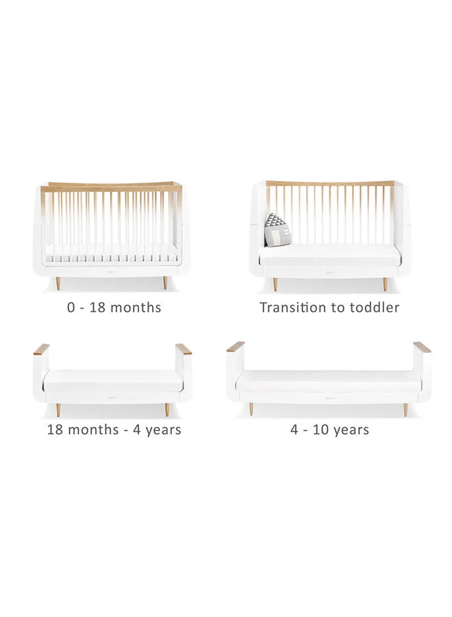 Snuz Nursery Set Kot + Changer Skandi Infant And Baby/Toddler , Includes Cot Bed - Changing Unit , 0M - 4 Years , Cot - H89Cm X W72 X L133Cm/Changing Unit - H96 X W85 X D55Cm. - White And Ombre Skandi