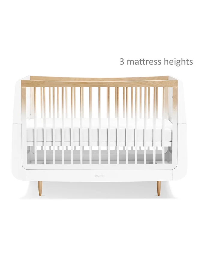 Snuz Nursery Set Kot + Changer Skandi Infant And Baby/Toddler , Includes Cot Bed - Changing Unit , 0M - 4 Years , Cot - H89Cm X W72 X L133Cm/Changing Unit - H96 X W85 X D55Cm. - White And Ombre Skandi