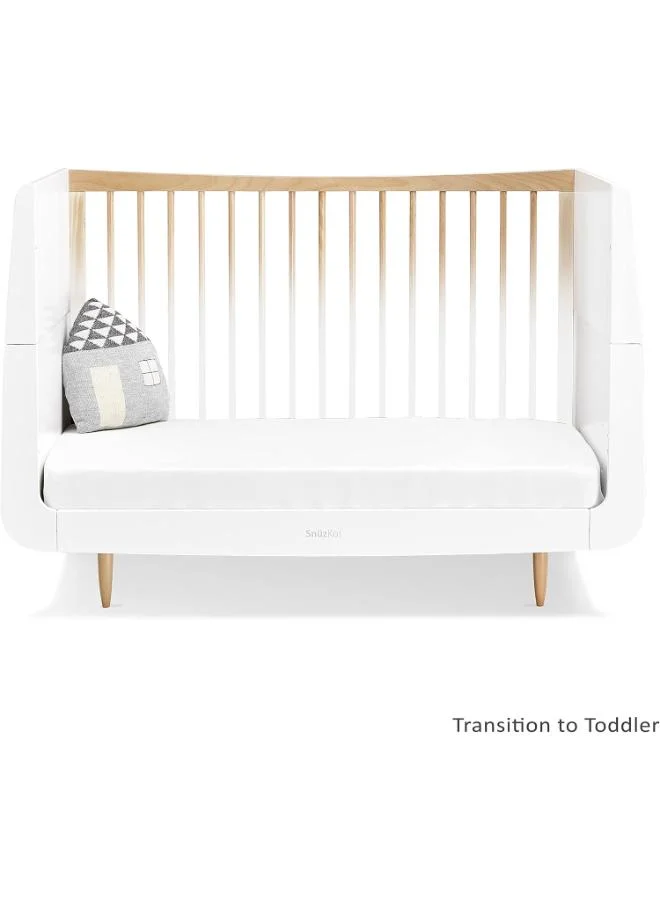 Snuz Nursery Set Kot + Changer Skandi Infant And Baby/Toddler , Includes Cot Bed - Changing Unit , 0M - 4 Years , Cot - H89Cm X W72 X L133Cm/Changing Unit - H96 X W85 X D55Cm. - White And Ombre Skandi