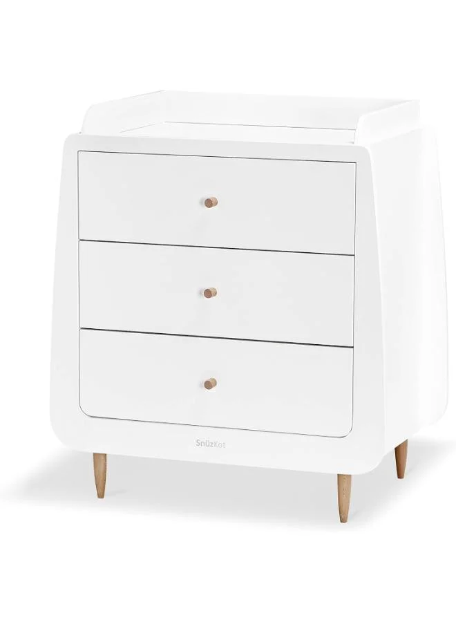 Snuz Nursery Set Kot + Changer Skandi Infant And Baby/Toddler , Includes Cot Bed - Changing Unit , 0M - 4 Years , Cot - H89Cm X W72 X L133Cm/Changing Unit - H96 X W85 X D55Cm. - White And Ombre Skandi