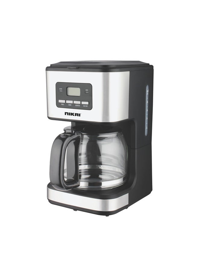 Nikai 900 Watts Coffee Maker, Digital Display, 1.5 Liter Capacity Glass Jug, 4 Functional Buttons, Boil Dry Protection, 30 Sec. Anti Drip Function, NCM2120DSX 1.5 L 900 W NCM2120DSX Black - Image 1