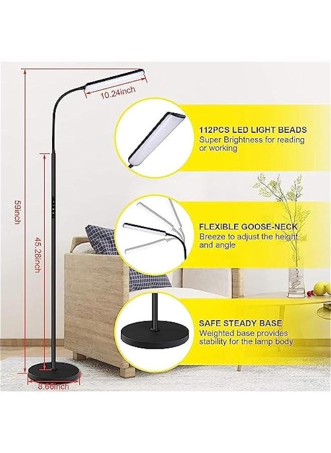 Beauenty - LED Floor Lamp, Bright 15W Floor Lamps for Living Room with 1H Timer, Stepless Adjustable 3000K-6000K Colors & Brightness Standing Lamp with Remote & Touch Control Reading Floor Lamps - Image 1