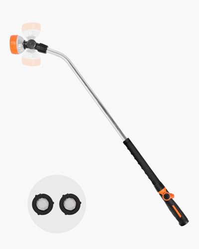VEVOR Watering Wand 36Inch Extra Long Heavy Duty Garden Hose Wand with 8 Spray Patterns 180 Swivel Head Long Hose Nozzle Sprayer with onoff Thumb Control Ideal for Hanging Baskets - Image 1