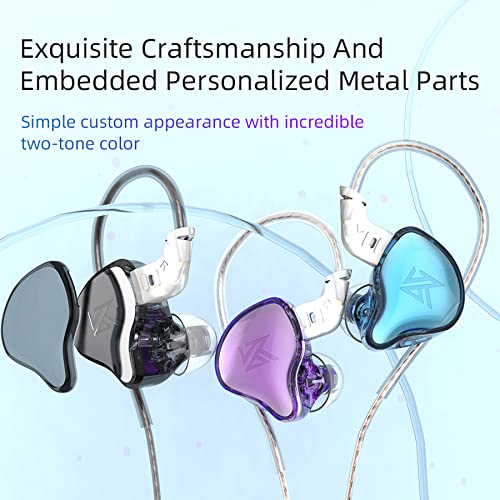 KZ EDC in-Ear Monitors, HiFi Stereo Stage/Studio IEM Wired Noise Isolating Sport Earphones/Earbuds/Headphones with Detachable Cable for Musician Audiophile (Without Mic, Blue & Purple) - Image 5