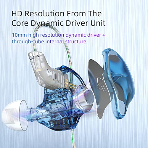 KZ EDC in-Ear Monitors, HiFi Stereo Stage/Studio IEM Wired Noise Isolating Sport Earphones/Earbuds/Headphones with Detachable Cable for Musician Audiophile (Without Mic, Blue & Purple) - Image 3