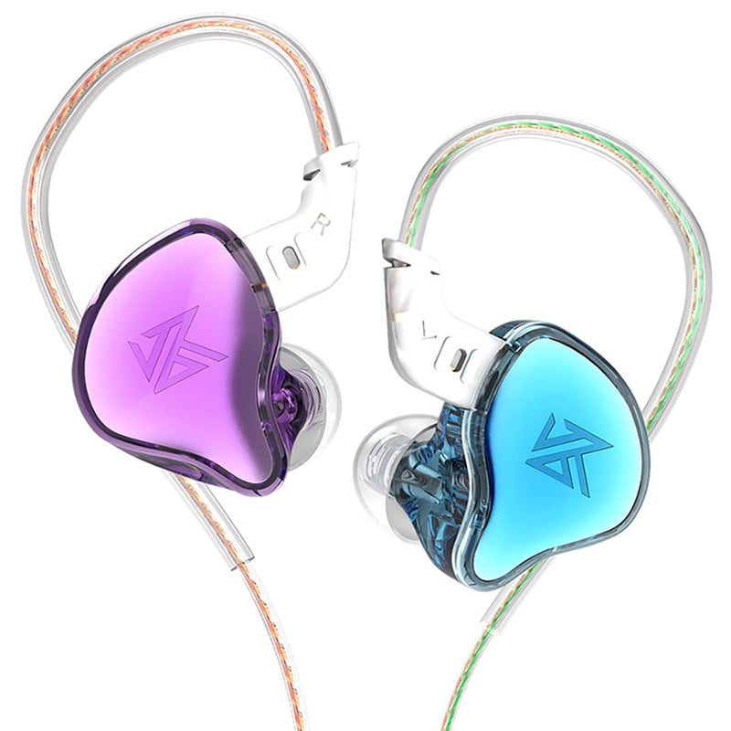 KZ EDC in-Ear Monitors, HiFi Stereo Stage/Studio IEM Wired Noise Isolating Sport Earphones/Earbuds/Headphones with Detachable Cable for Musician Audiophile (Without Mic, Blue & Purple) - Image 1