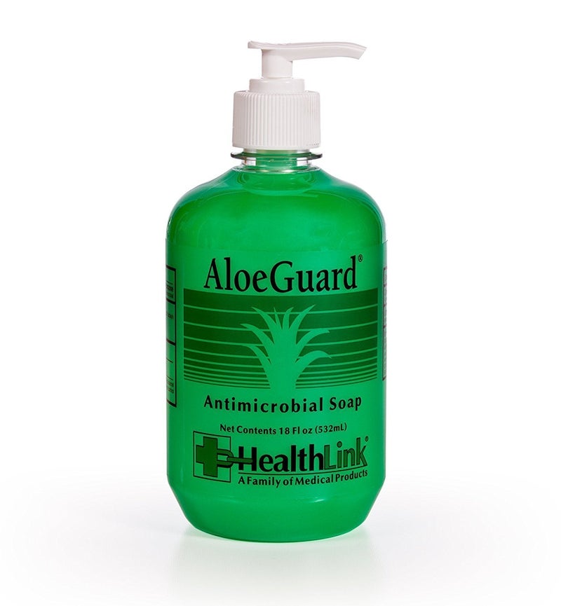 Sold Individually Healthlink AloeGuard Moisturizing Antimicrobial Soap Aloe Vera Infused PCMX Light Floral Scent 18 oz Bottlle Single