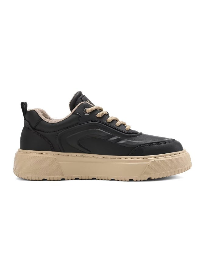 Sky View SKY VIEW Men's Fashion Shoes Ultrafine Fiber Vamp Casual Shoes For Men Non Slip Lace Up Chunky Sneakers Cushioned And Lightweight Low Top Walking Shoes Black-01  - Image 2