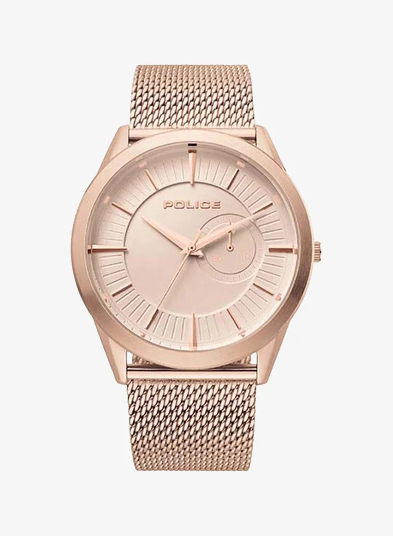 Police Helder Rose Gold Dial and Stainless Steel Bracelet Analog Watch for Men 44mm