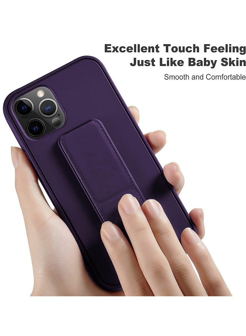 ELTRAZONE iPhone 16 Pro Purple Magnetic Kickstand Case with Premium Silicone, Vertical & Horizontal Hand Strap, and Multi-Stand - Image 2