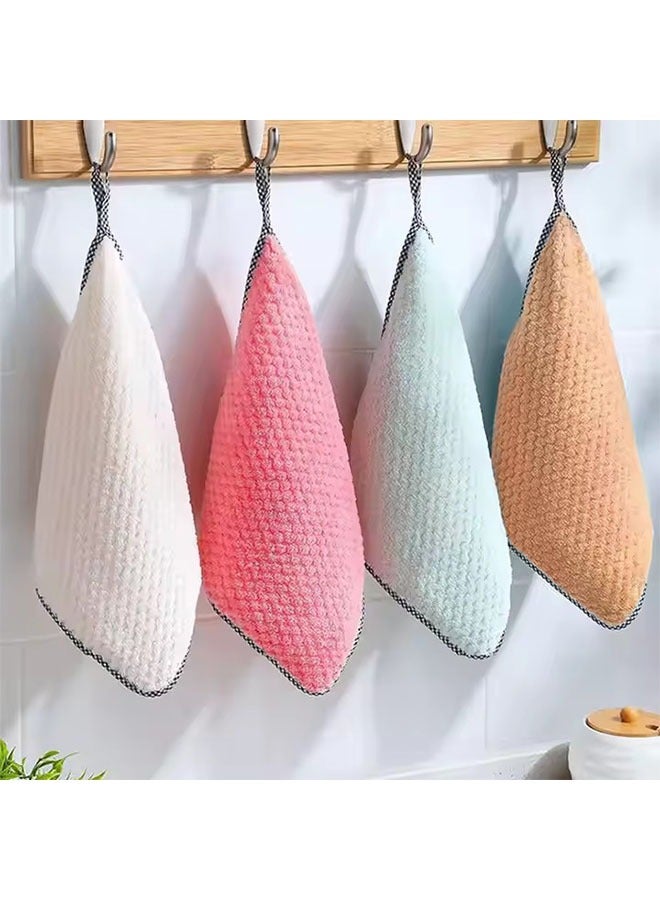 Bukela Set of 5 Dusty Pink Hanging Pineapple Grid Towels Absorbent Lint-Free Dishcloths for Kitchen - Image 2