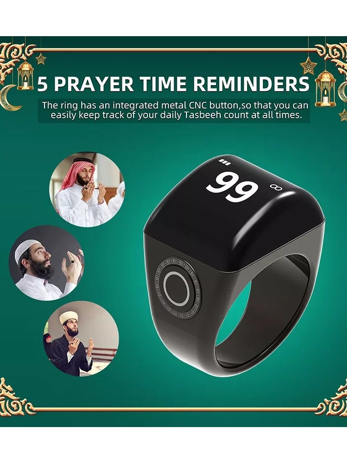Equantu QB702 Electronic Counter Ring Digital Azan Alarm Clock  Tasbih Zikr Ring - Image 2
