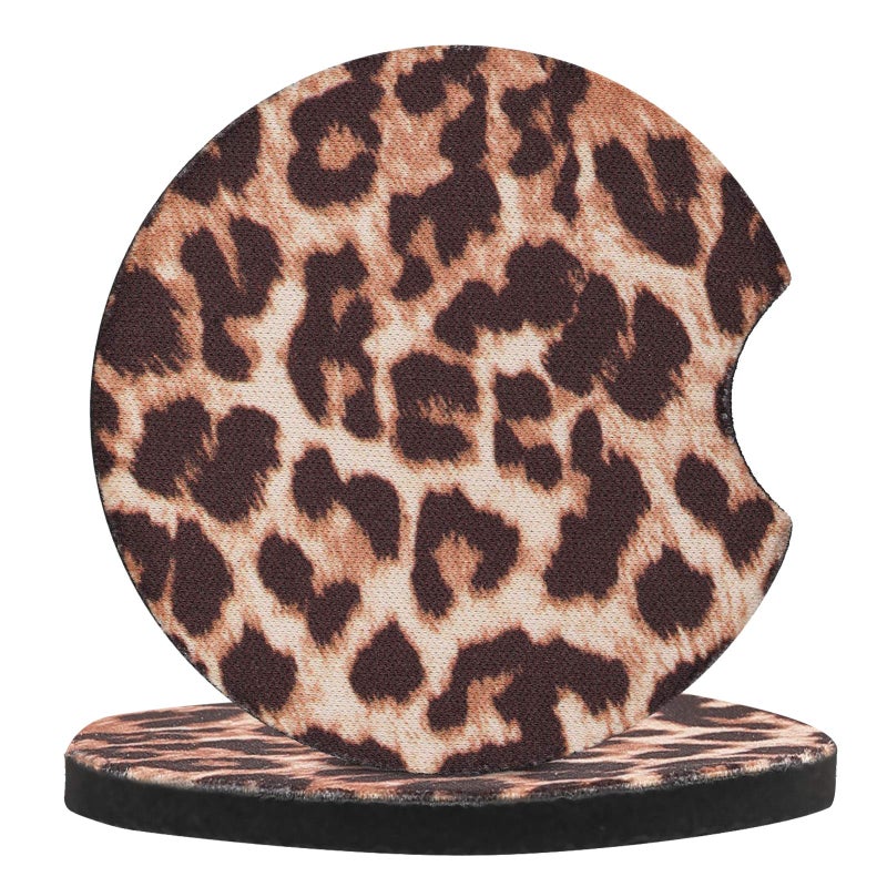 Joyberg 4 Pack Car Coasters, 2.75inch Leopard Print Cup Holder Coasters for Car, Neoprene Cup Pad Mat Coaster for Cup Holders for Women - Image 3