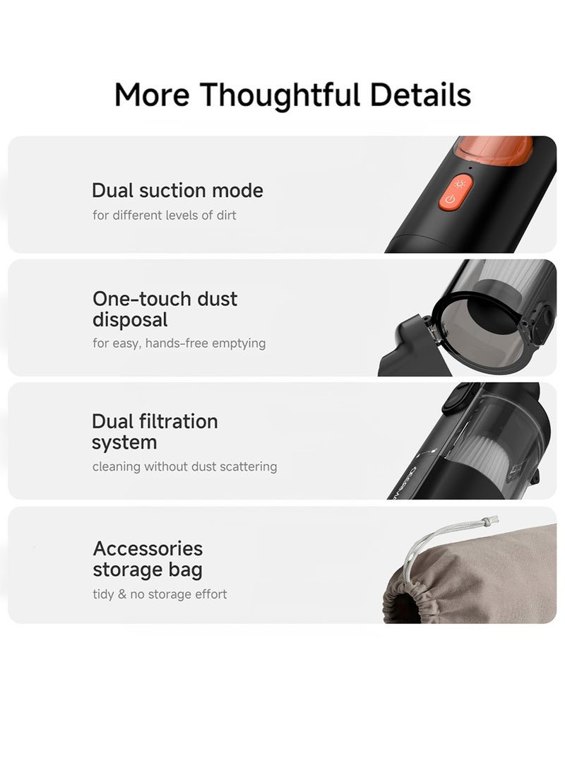 Deerma Car Vacuum and Handheld Cordless Vacuum Cleaner, Strong Suction Power, Dual Mode (Vacuum + Blow) Ideal for Home & Car, Easy Storage - Black 75 W XC01 Black - Image 5