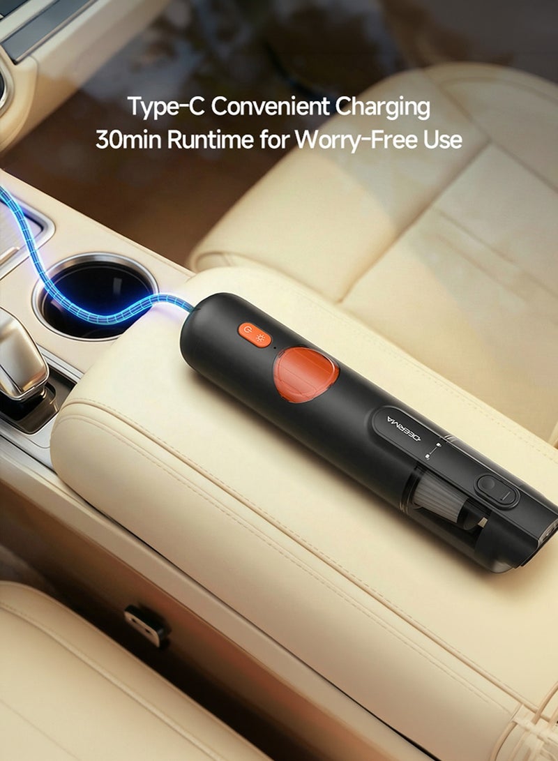 Deerma Car Vacuum and Handheld Cordless Vacuum Cleaner, Strong Suction Power, Dual Mode (Vacuum + Blow) Ideal for Home & Car, Easy Storage - Black 75 W XC01 Black - Image 3