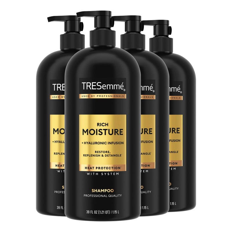 TRESemmé TRESemm Rich Moisture Hydrating Shampoo with Pump 4 Count for Dry Hair Formulated With Pro Style Technology 39 Fl Oz
