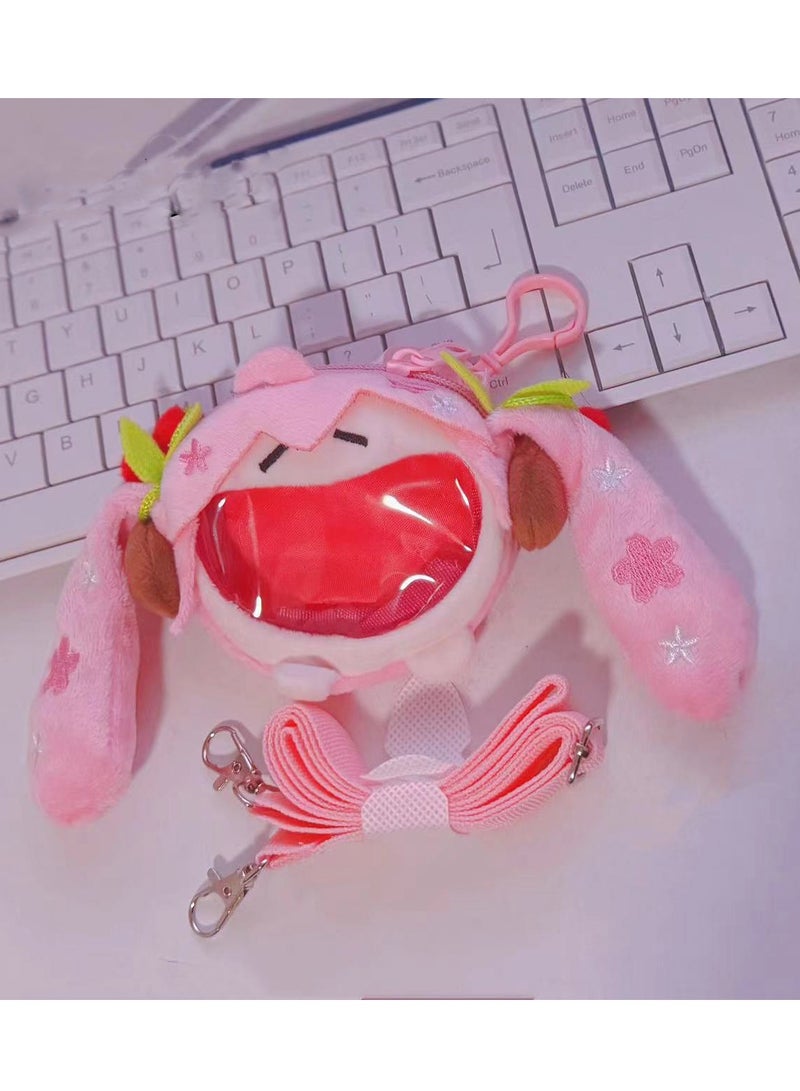 عام حقيبة نقود صغيرة جديدة من ميكو هاتسوني بطابع زهور الكرز - دمية ناعمة وجميلة، يمكن حملها على الكتف أو عبر الجسم، من سلسلة الأنمي الشهيرة - Image 5