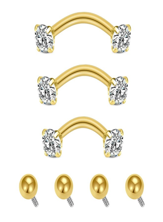 QWALIT مجوهرات ثقب روك من كوالت، أقراط روك ذهبية، مجوهرات ثقب الحاجب بخيوط داخلية، حلقات الحاجب، ثقب الحاجب، فولاذ جراحي 16 غرام، مجوهرات الشفة العمودية - Image 1