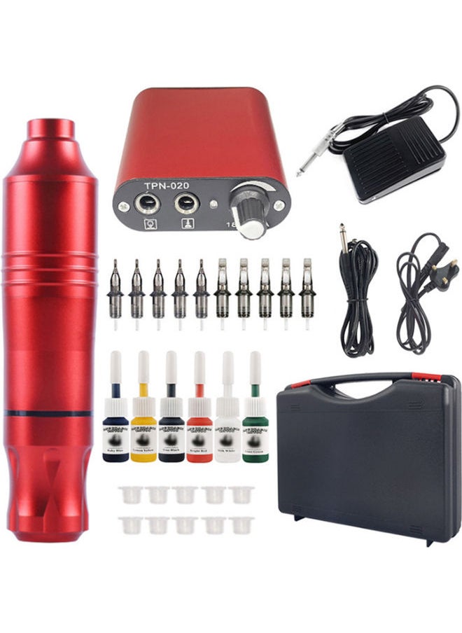 Generic - Portable Rotary Tattoo Machine Kit with Tattoo Needles and Inks Multicolour - Image 1