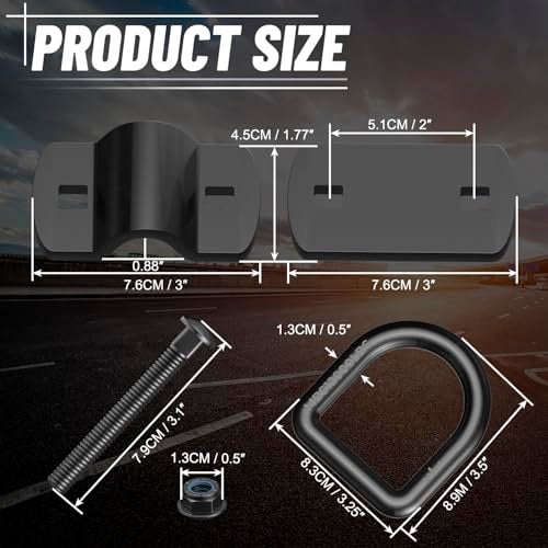 XaXmTee 1/2" Trailer D Rings Tie Down Anchors 8 Pack Heavy Duty Steel Bolt-On Forged D Ring with More Than 12000 lbs Breaking Strength for Semi Truck Trailer RV Cargo Tie Downs - Image 5