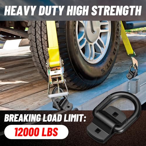 XaXmTee 1/2" Trailer D Rings Tie Down Anchors 8 Pack Heavy Duty Steel Bolt-On Forged D Ring with More Than 12000 lbs Breaking Strength for Semi Truck Trailer RV Cargo Tie Downs - Image 2