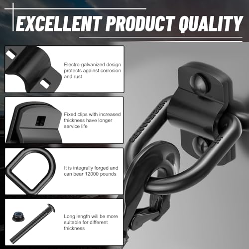 XaXmTee 1/2" Trailer D Rings Tie Down Anchors 8 Pack Heavy Duty Steel Bolt-On Forged D Ring with More Than 12000 lbs Breaking Strength for Semi Truck Trailer RV Cargo Tie Downs - Image 4