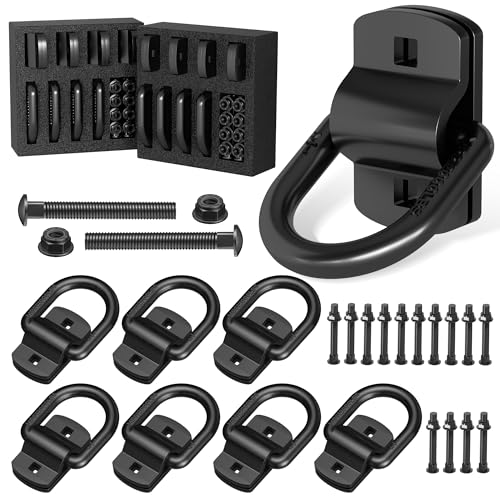 XaXmTee 1/2" Trailer D Rings Tie Down Anchors 8 Pack Heavy Duty Steel Bolt-On Forged D Ring with More Than 12000 lbs Breaking Strength for Semi Truck Trailer RV Cargo Tie Downs - Image 1
