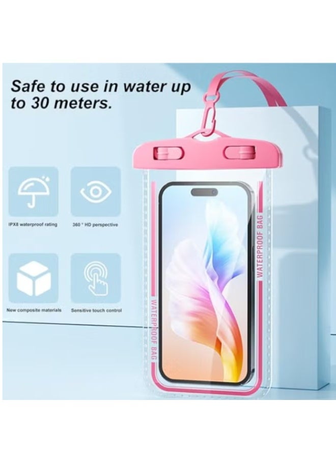 Waterproof Phone Case, Waterproof Airbag Case, Mobile Protection Case for Swimming Pool, iPhone Case Protects from Water, Swimming Phone Case, 1 Case to Protect Phone During Swimming, Sea, Water Parks, and Diving, High-Quality Bag for Waterproof Phone Protection, Case Allows Phone Usage Underwater, Waterproof Case, iPhone Waterproof Protective Cover, Water Protection Case Suitable for Phones like iPhone, Android, Samsung, Huawei, Waterproof Case for Smart Devices - Pink Color. - Image 4