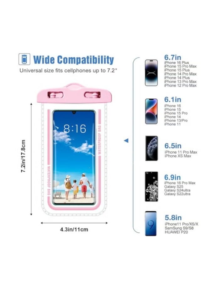 Waterproof Phone Case, Waterproof Airbag Case, Mobile Protection Case for Swimming Pool, iPhone Case Protects from Water, Swimming Phone Case, 1 Case to Protect Phone During Swimming, Sea, Water Parks, and Diving, High-Quality Bag for Waterproof Phone Protection, Case Allows Phone Usage Underwater, Waterproof Case, iPhone Waterproof Protective Cover, Water Protection Case Suitable for Phones like iPhone, Android, Samsung, Huawei, Waterproof Case for Smart Devices - Pink Color. - Image 2