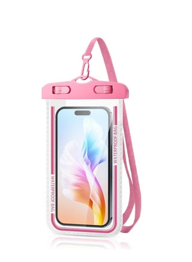 Waterproof Phone Case, Waterproof Airbag Case, Mobile Protection Case for Swimming Pool, iPhone Case Protects from Water, Swimming Phone Case, 1 Case to Protect Phone During Swimming, Sea, Water Parks, and Diving, High-Quality Bag for Waterproof Phone Protection, Case Allows Phone Usage Underwater, Waterproof Case, iPhone Waterproof Protective Cover, Water Protection Case Suitable for Phones like iPhone, Android, Samsung, Huawei, Waterproof Case for Smart Devices - Pink Color. - Image 1