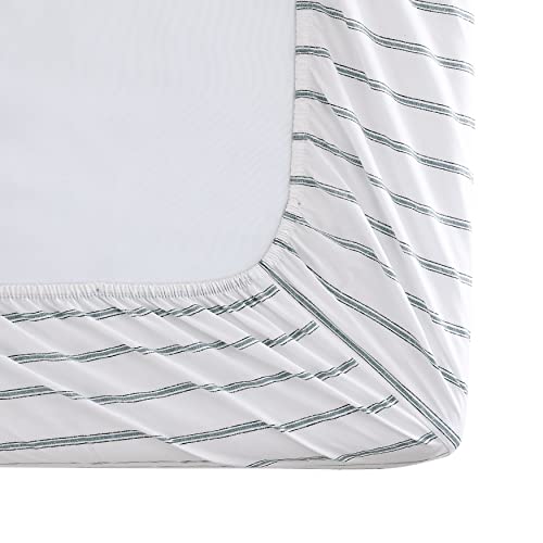 Stone Cottage - Queen Sheets, Cotton Percale Bedding Set, Crisp & Cool Home Decor (Trenton Stripe Green, Queen) - Image 5
