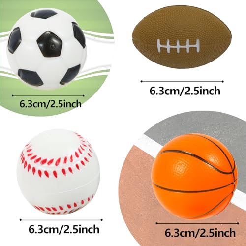 Urspasol Mini Sports Balls 25 inch for Kids Small Foam Balls for Toddlers with Soccer BallBasketballsFootballsBaseballs Foam Stress Balls Party Favor Outdoor Play Toy Gift 12 Mix Balls - Image 5