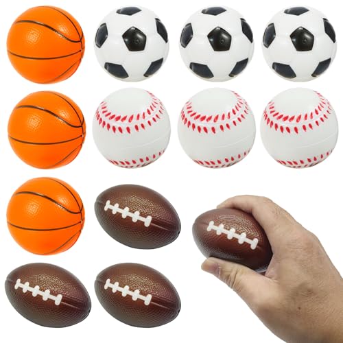 Urspasol Mini Sports Balls 25 inch for Kids Small Foam Balls for Toddlers with Soccer BallBasketballsFootballsBaseballs Foam Stress Balls Party Favor Outdoor Play Toy Gift 12 Mix Balls - Image 1