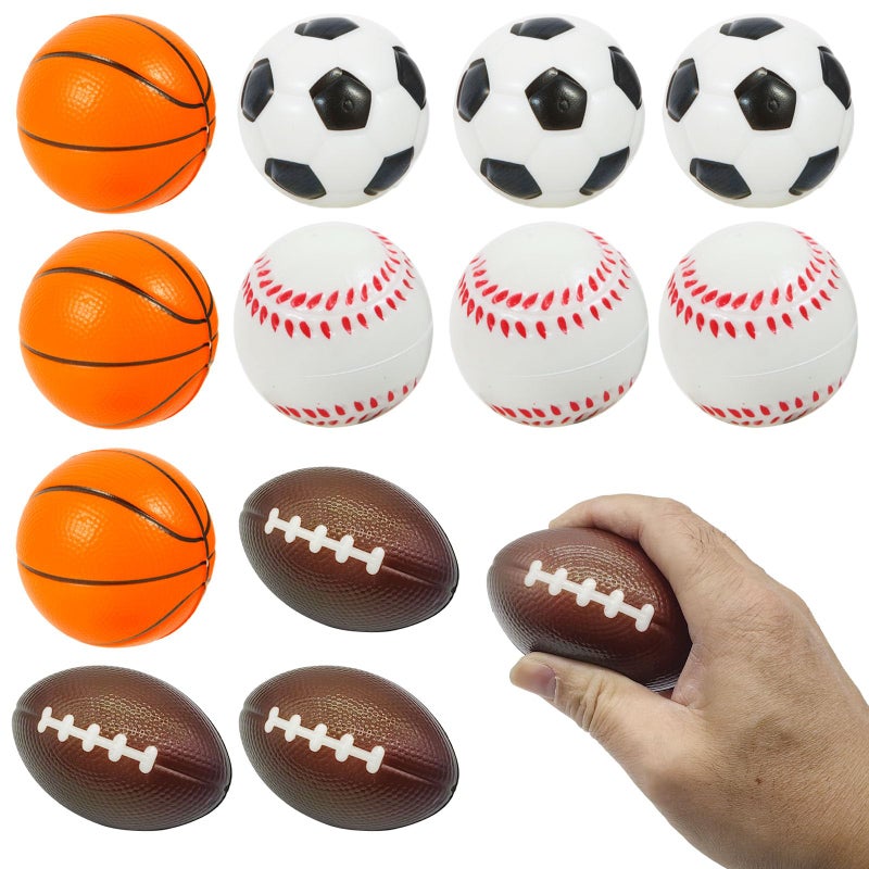 Urspasol Mini Sports Balls 25 inch for Kids Small Foam Balls for Toddlers with Soccer BallBasketballsFootballsBaseballs Foam Stress Balls Party Favor Outdoor Play Toy Gift 12 Mix Balls - Image 3