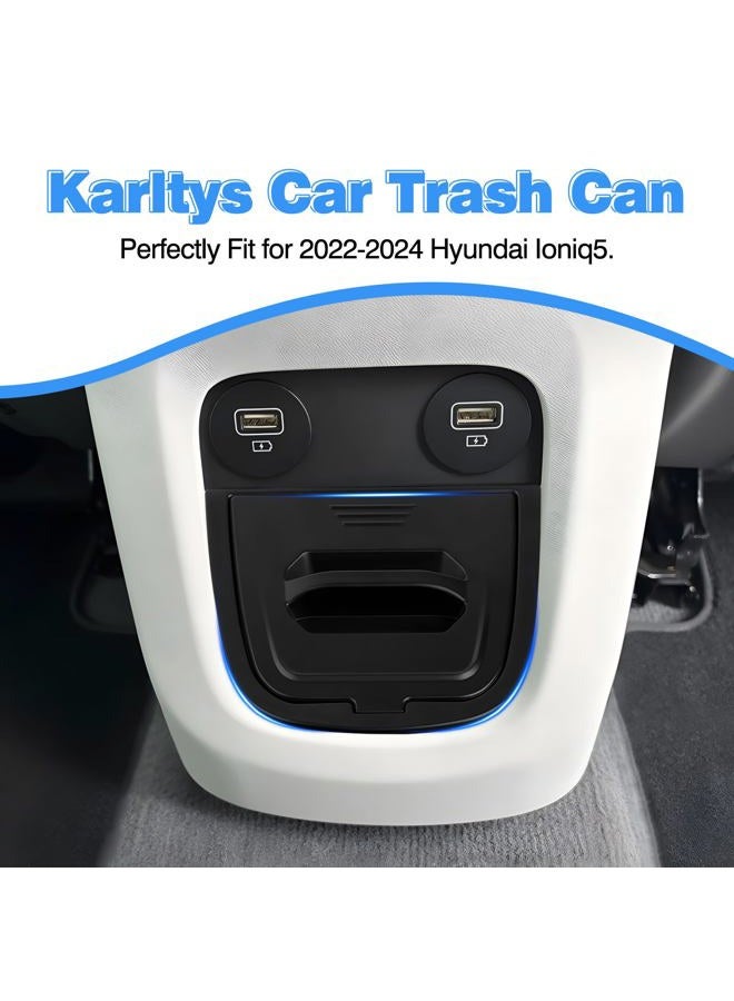 Karltys سلة مهملات السيارة لهيونداي أيونيك 5 من 2022-2024، منظم وحدة التحكم المركزية السفلية متوافق مع ملحقات أيونيك 5 2024، سلة قمامة سيارات مع غطاء، تصميم مدمج (غير مناسب لـ 2025) - Image 2