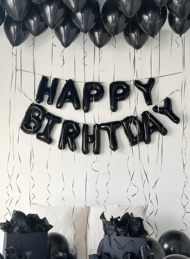 Haolongfa Happy Birthday Balloon Banner, 16 Inch Black Happy Birthday Banner Foil Balloons, Black Hbd Balloons Letter Mylar Balloon, Birthday Sign Party Decorations for Women Men Boys Girls - Image 5