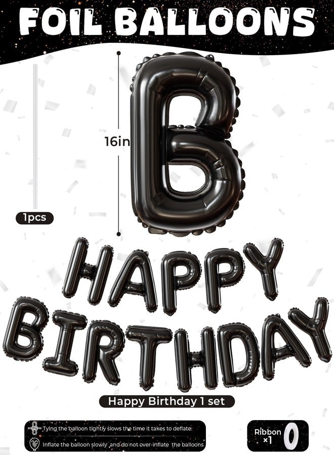Haolongfa Happy Birthday Balloon Banner, 16 Inch Black Happy Birthday Banner Foil Balloons, Black Hbd Balloons Letter Mylar Balloon, Birthday Sign Party Decorations for Women Men Boys Girls - Image 2