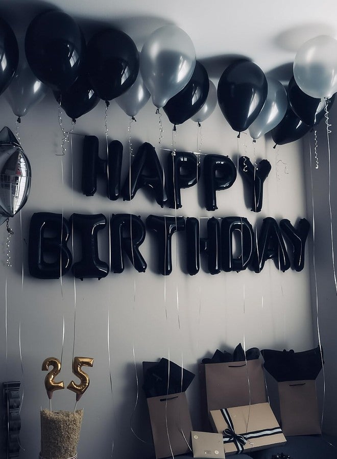 Haolongfa Happy Birthday Balloon Banner, 16 Inch Black Happy Birthday Banner Foil Balloons, Black Hbd Balloons Letter Mylar Balloon, Birthday Sign Party Decorations for Women Men Boys Girls - Image 4