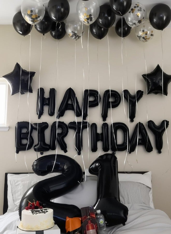 Haolongfa Happy Birthday Balloon Banner, 16 Inch Black Happy Birthday Banner Foil Balloons, Black Hbd Balloons Letter Mylar Balloon, Birthday Sign Party Decorations for Women Men Boys Girls - Image 3