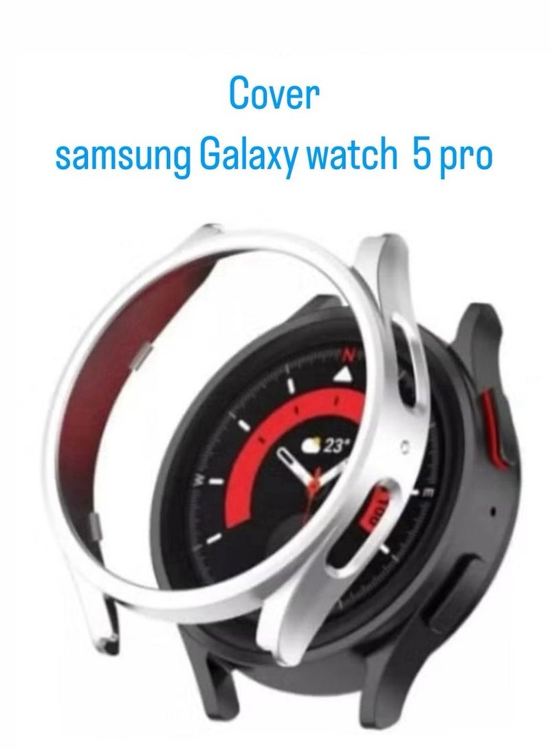 جراب واق مصنوع من بولي يوريثين مقاوم للحرارة بتصميم نصفي للاطار متوافق مع ساعة سامسونج جالاكسي 5 برو 45 ملم - فضي - Image 1