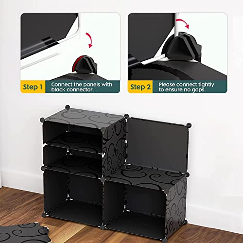 Zemic 12-Shelf DIY Plastic Shoe Rack with 6 Doors, Modern Style, Black, Heavy Duty, Waterproof, Adjustable, Portable - Image 5
