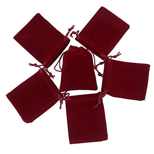 HRX Package Mini Velvet Gift Bag with Drawstring20PCS Burgundy Red Velvet Cloth Jewelry Pouches 3x4 inches