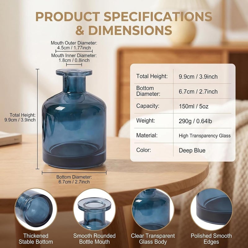 NaRaMax 1PCS 150ml/5oz Empty Refillable Glass Diffuser Bottle Diffuser Jars Aromatherapy Storage Container Fragrance Accessories Use for DIY Replacement Reed Diffuser Sticks Crafts Decor (Blue) - Image 2