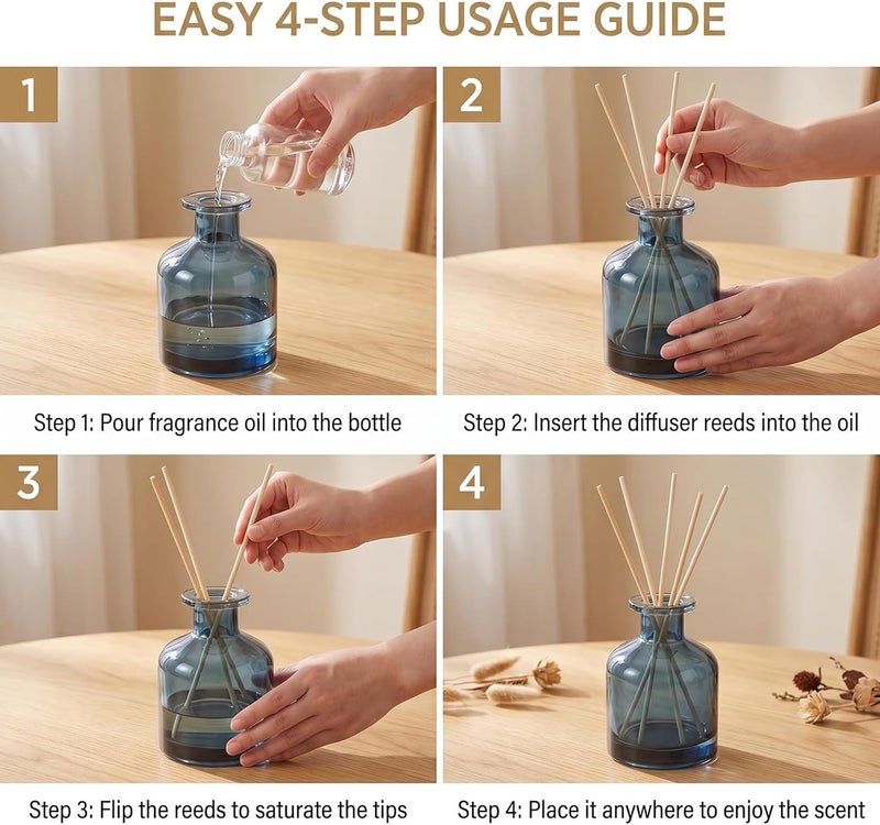 NaRaMax 1PCS 150ml/5oz Empty Refillable Glass Diffuser Bottle Diffuser Jars Aromatherapy Storage Container Fragrance Accessories Use for DIY Replacement Reed Diffuser Sticks Crafts Decor (Blue) - Image 3