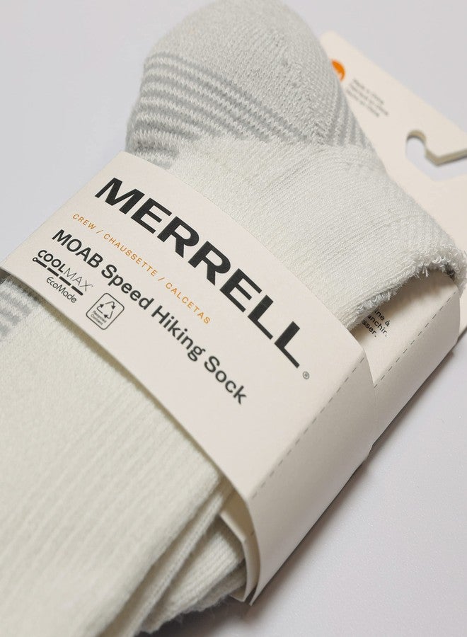 Merrell -men's and -women's Moab Speed Lightweight Hiking Crew Socks-1 Pair-Unisex Sustainable Coolmax EcoMade, White, Medium-Large - Image 4
