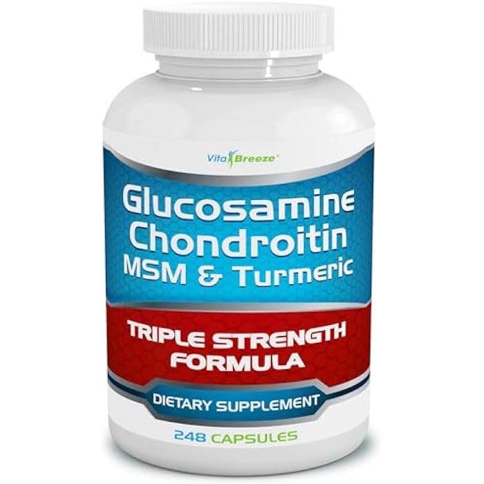 VitaBreeze Glucosamine Chondroitin, MSM & Turmeric Dietary Supplement - 248 Capsules - Image 1