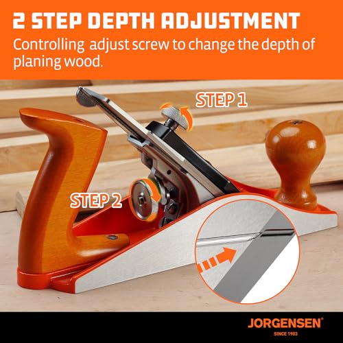 JORGENSEN No.4 10" Wood Planer, Hand Planer for Woodworking, Professional Smoothing Plane for Trimming, Craft - Hand Plane with Ductile Iron Body, Adjustable Cutting Depth - Image 5