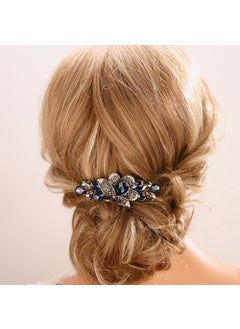 Aimimier Bridal Crystal Decorative Flower Hair Clips Sparkly Rhinestone Inlaid Barrettes Hair Pins Hair Accessories for Women Blue