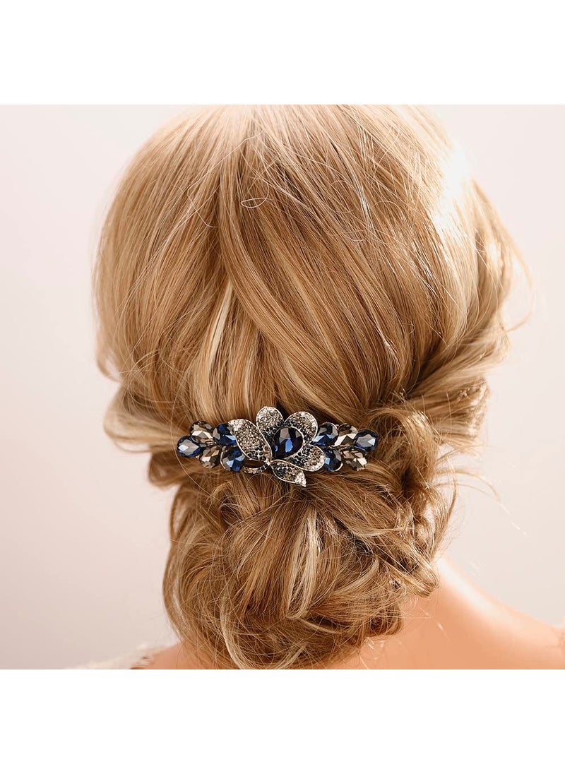 Aimimier - Aimimier Bridal Crystal Decorative Flower Hair Clips Sparkly Rhinestone Inlaid Barrettes Hair Pins Hair Accessories for Women Blue - Image 1