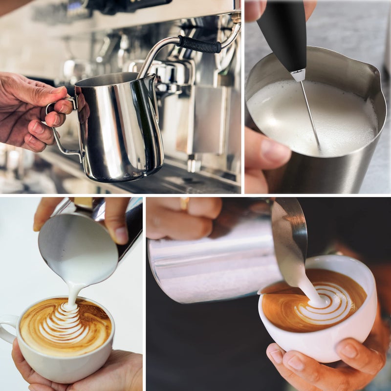 Zulay Kitchen Zulay Milk Frother Cup 350ml/600ml/950ml (12oz/20oz/32oz) - Stainless Steel Frothing Pitcher With Latte Art Pen - Laser-Welded Handle & Precise Measurement Markings - 32oz  - Image 4
